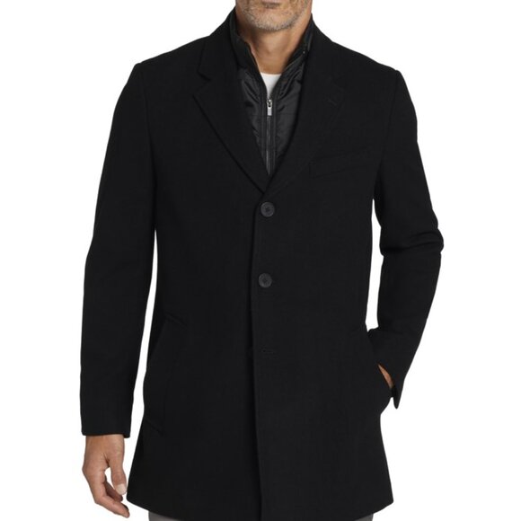 NEW Kenneth Cole Modern Fit Wool Blend Topcoat with Removable Bib - Picture 1 of 3